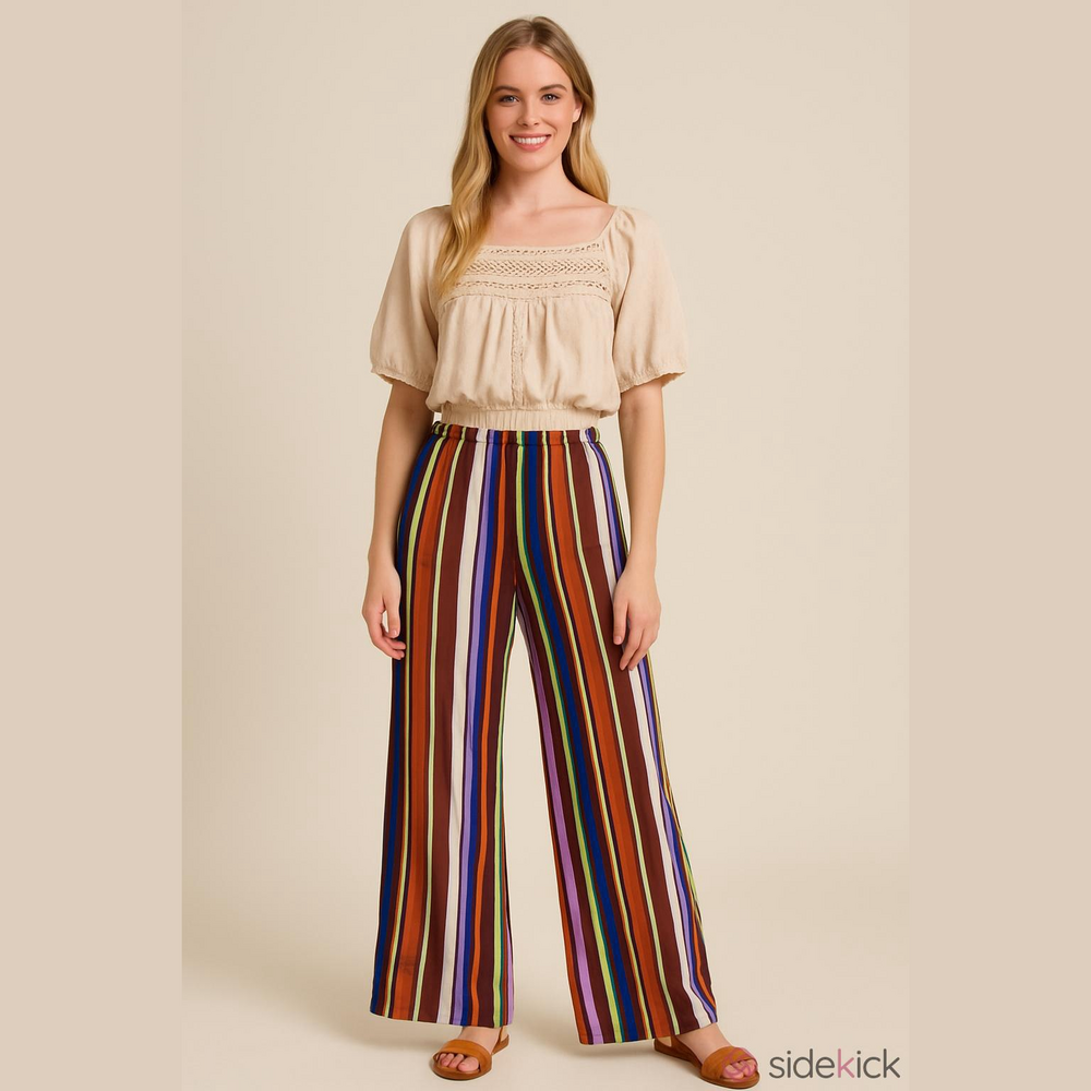 ASOS wide leg colorful striped crop pants size 0